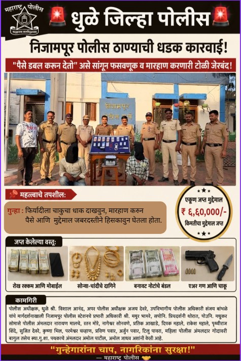 फोटो निजामपुर पोलीस ठाण्याची धडक कारवाई. “पैसे डबल करुन देतो” असे सांगून फसवणूक व मारहाण करणारी टोळी जेरबंद.