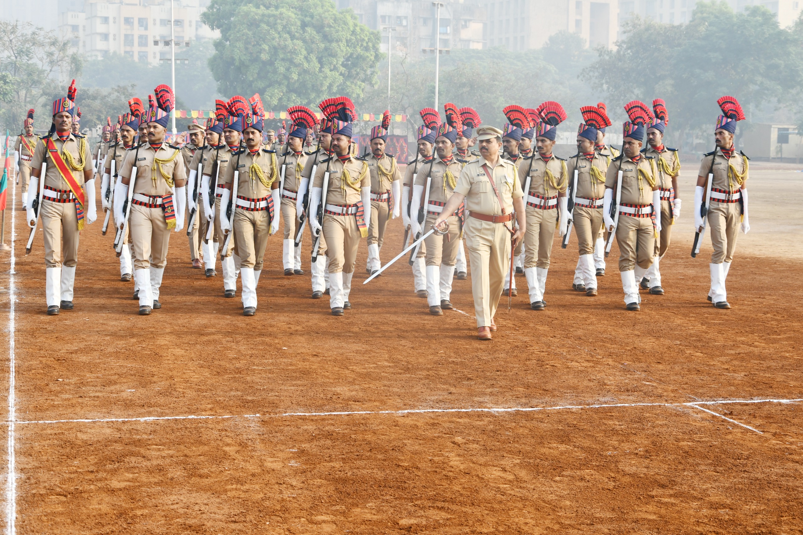On 13/03/2026, a ceremonial parade was organized during the annual inspection of Thane Rural District by Hon. Shri. Sanjay Darade, IGP Konkan Range, Navi Mumbai.