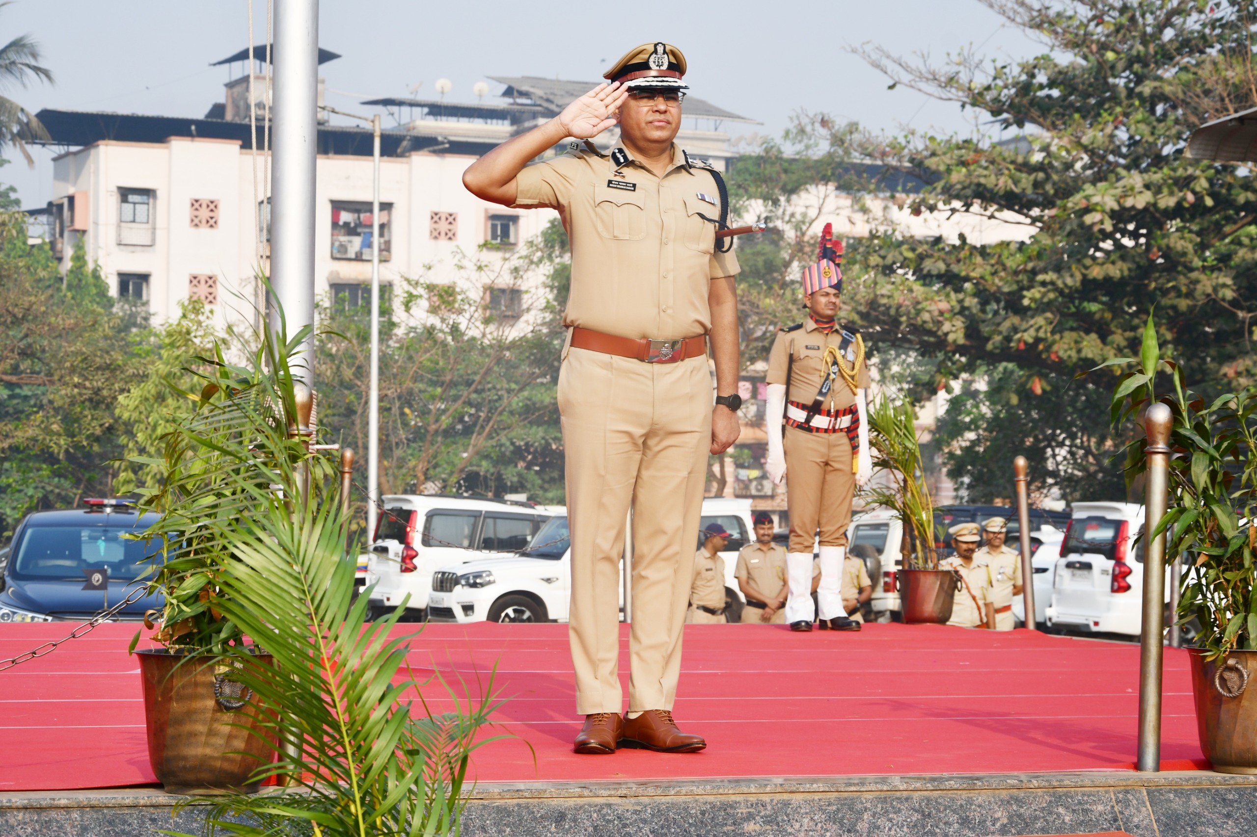 On 13/03/2026, a ceremonial parade was organized during the annual inspection of Thane Rural District by Hon. Shri. Sanjay Darade, IGP Konkan Range, Navi Mumbai.