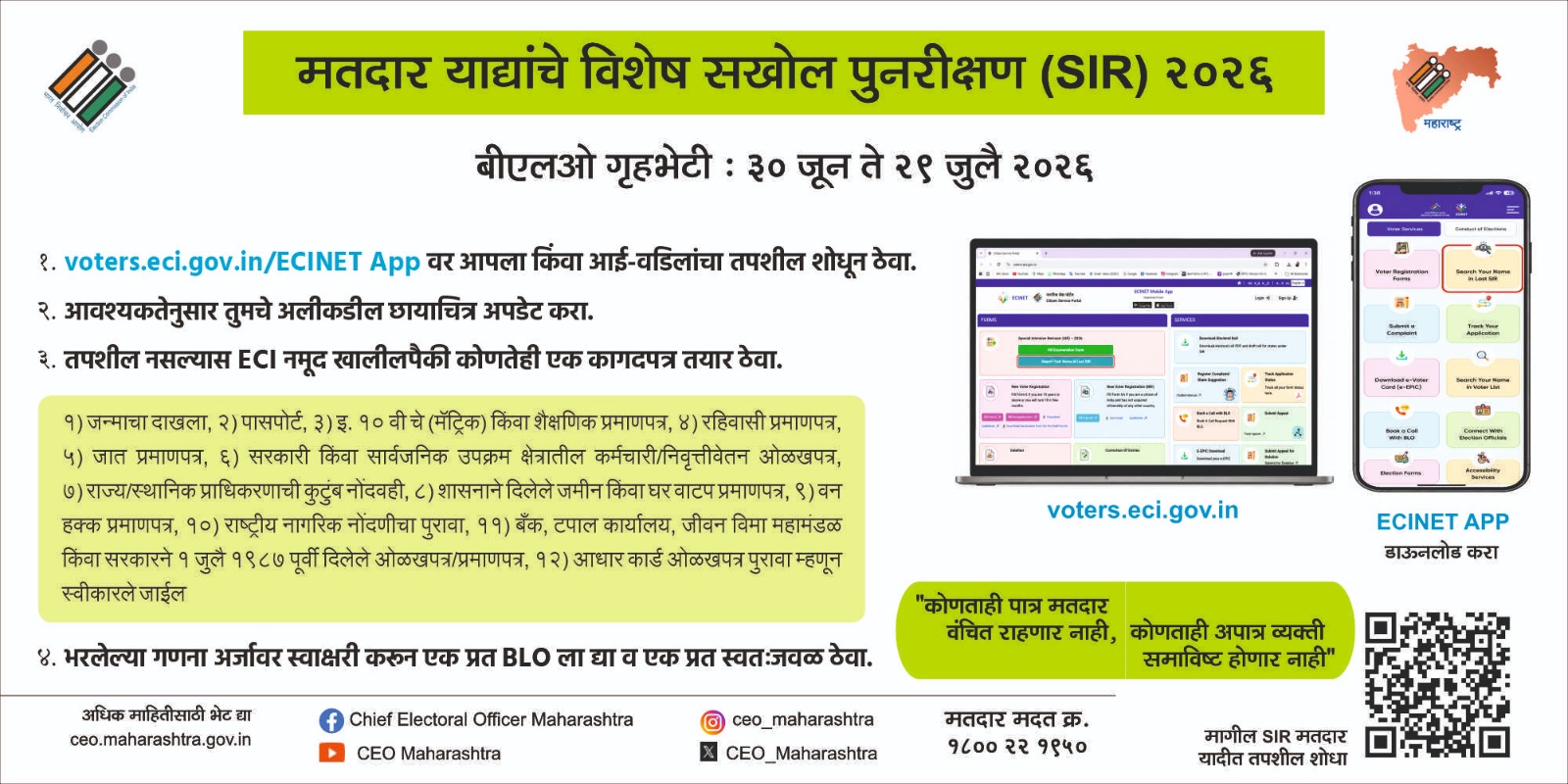 फोटो Special In-Depth Review (SIR) Of Electoral Rolls 2026.