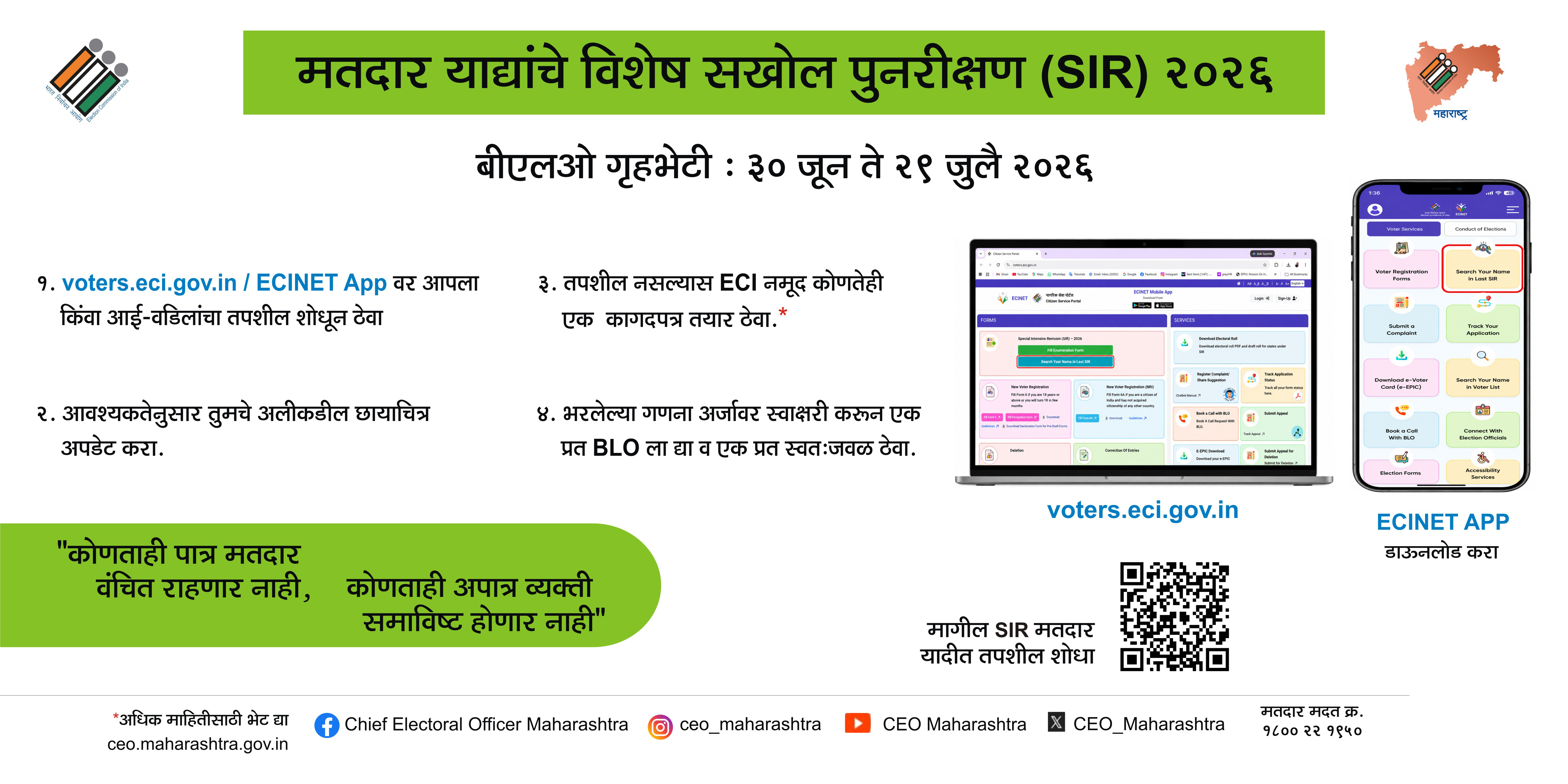 फोटो Special In-Depth Review (SIR) Of Electoral Rolls 2026.