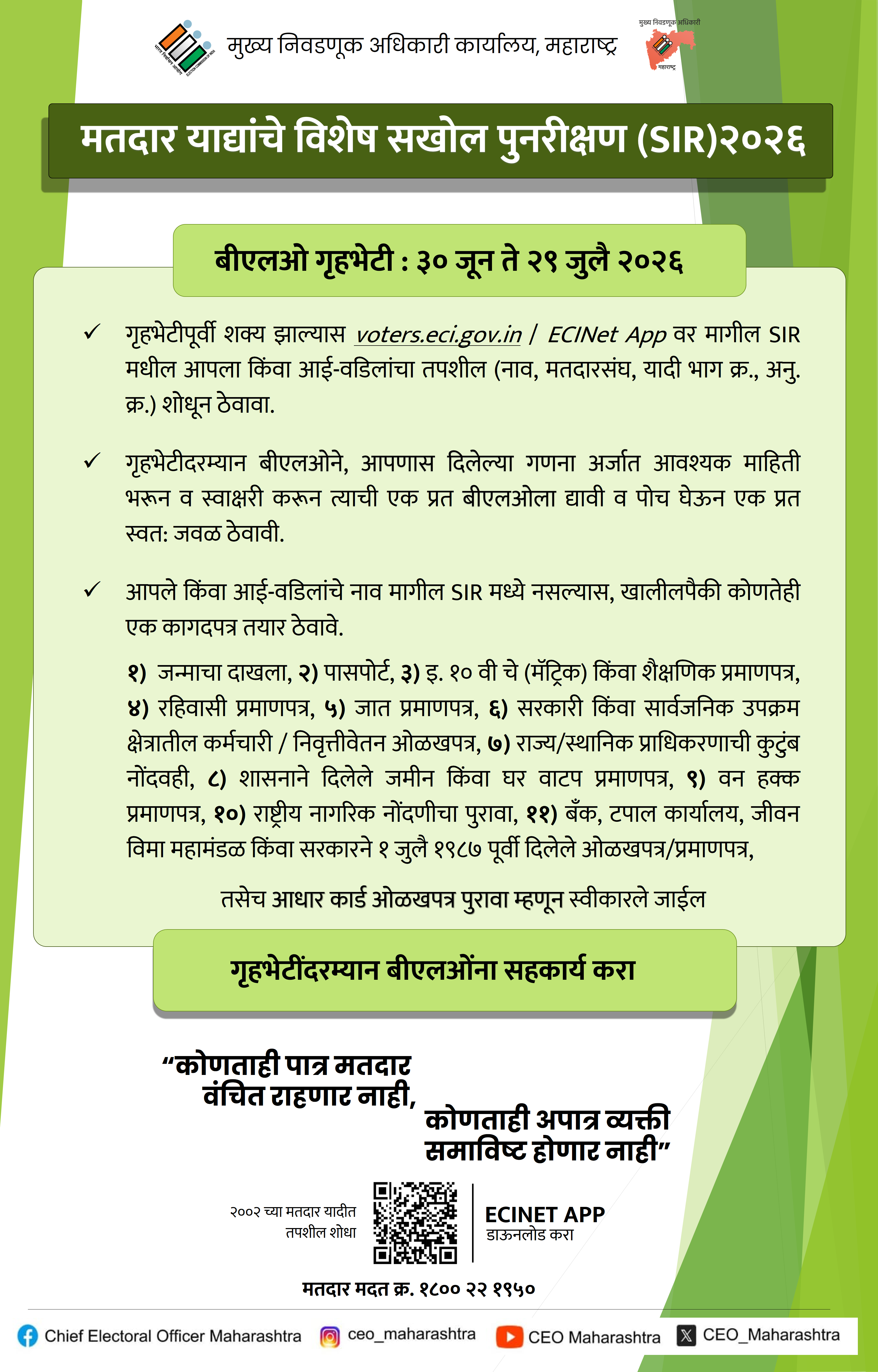 फोटो Special In-Depth Review (SIR) Of Electoral Rolls 2026.